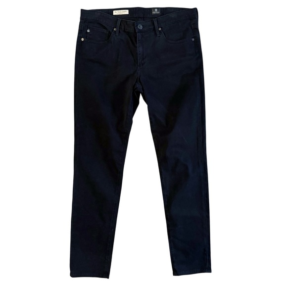 Ag Adriano Goldschmied Pants - AG Adriano Goldschmied Black velvet pants Stevie Ankle Slim Straight 29R 29 #812
